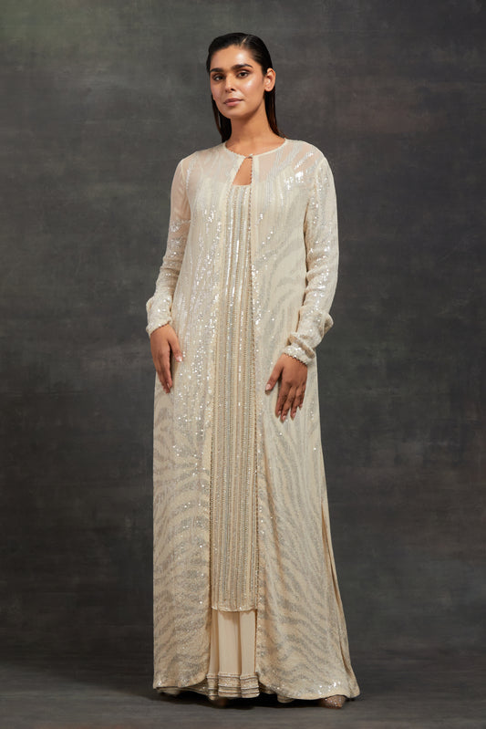 Jacket Set In Sequin embroidery inspired by Zebra design