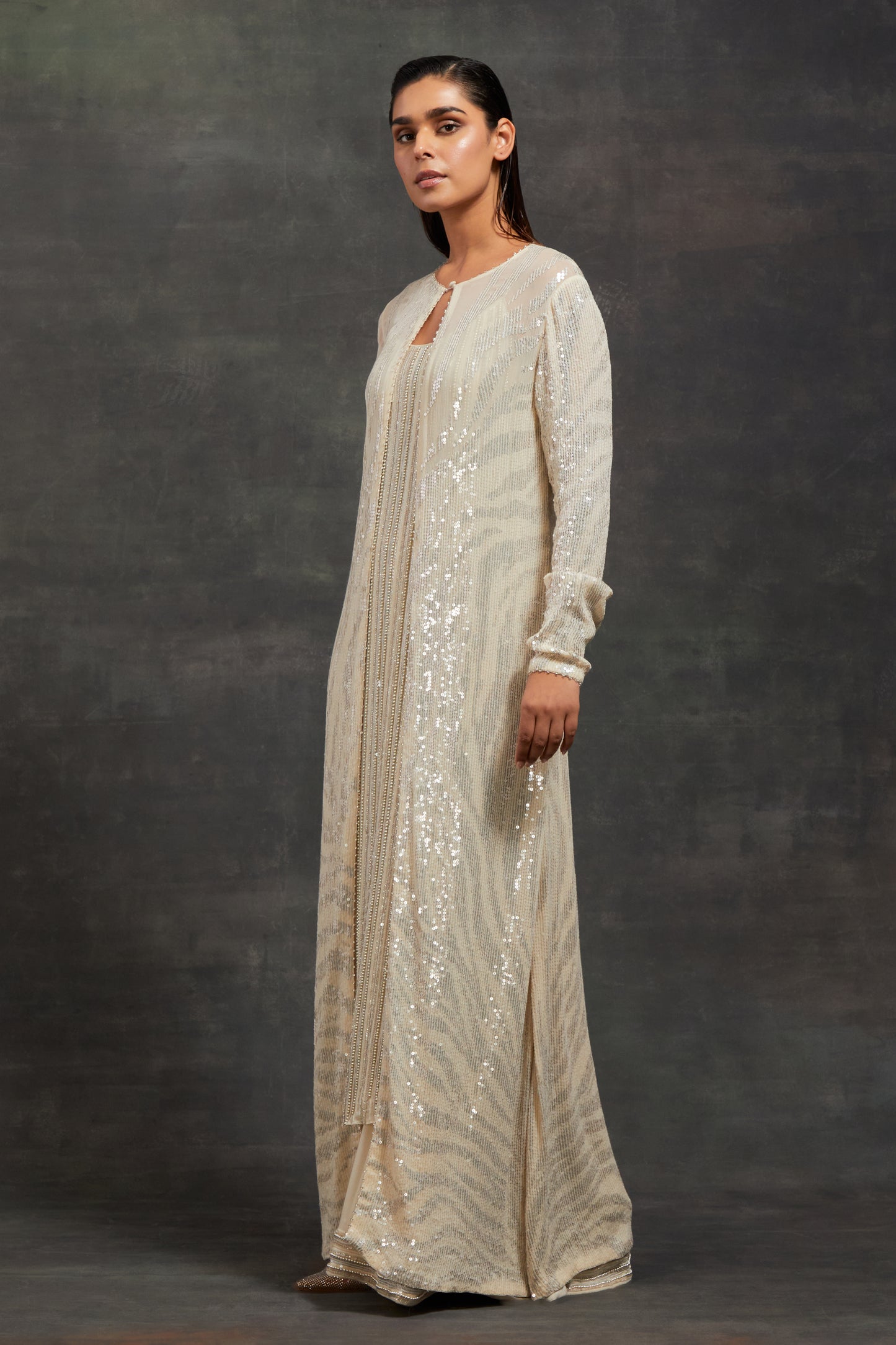 Jacket Set In Sequin embroidery inspired by Zebra design