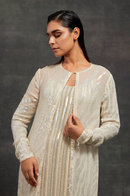Jacket Set In Sequin embroidery inspired by Zebra design