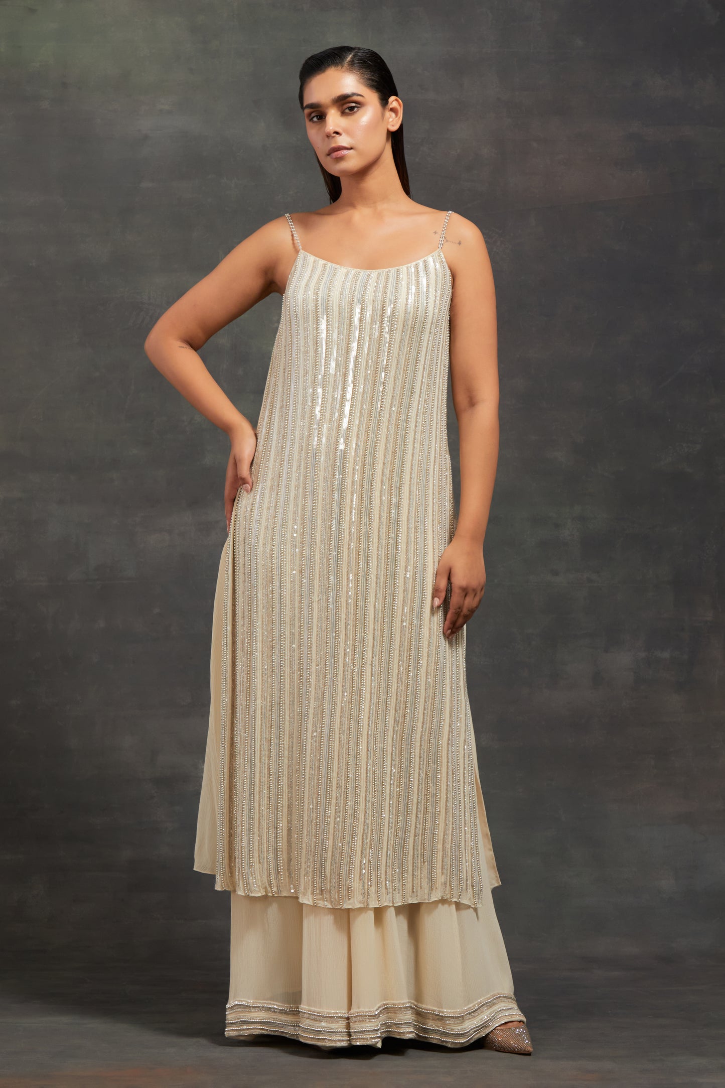Jacket Set In Sequin embroidery inspired by Zebra design