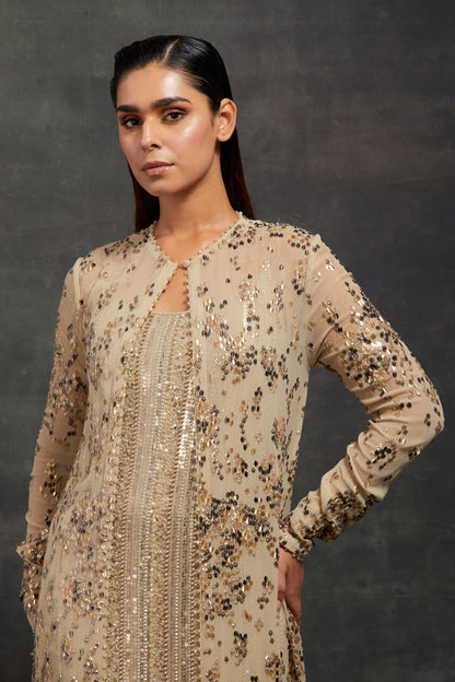 Jacket set in Sequin Textured Snake Pattern