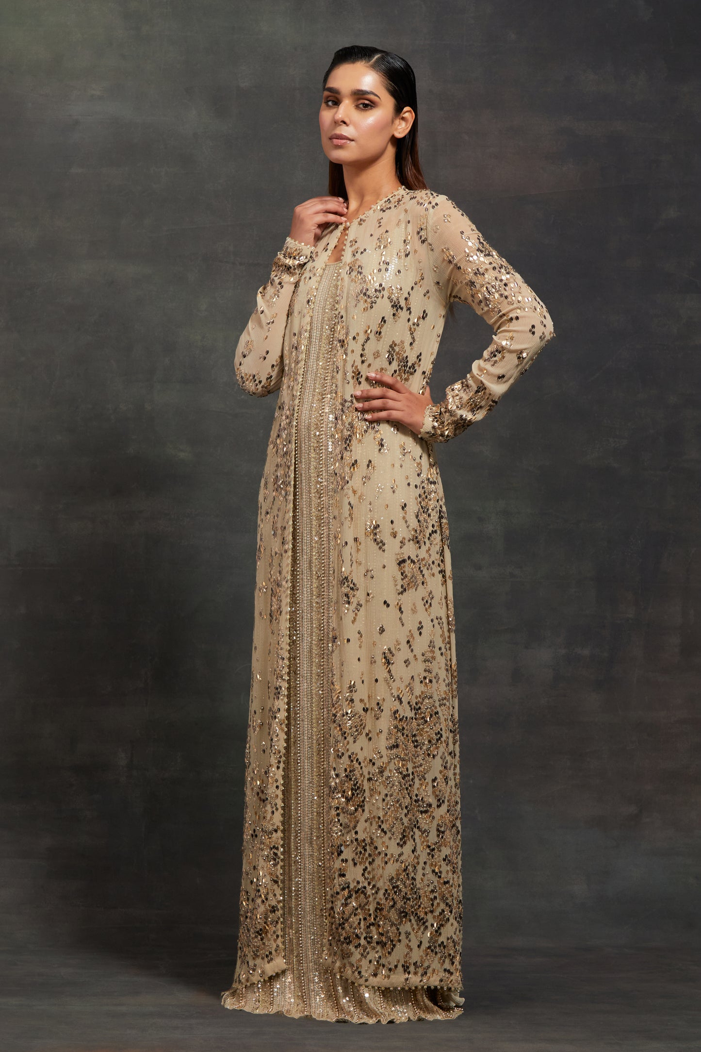Jacket set in Sequin Textured Snake Pattern