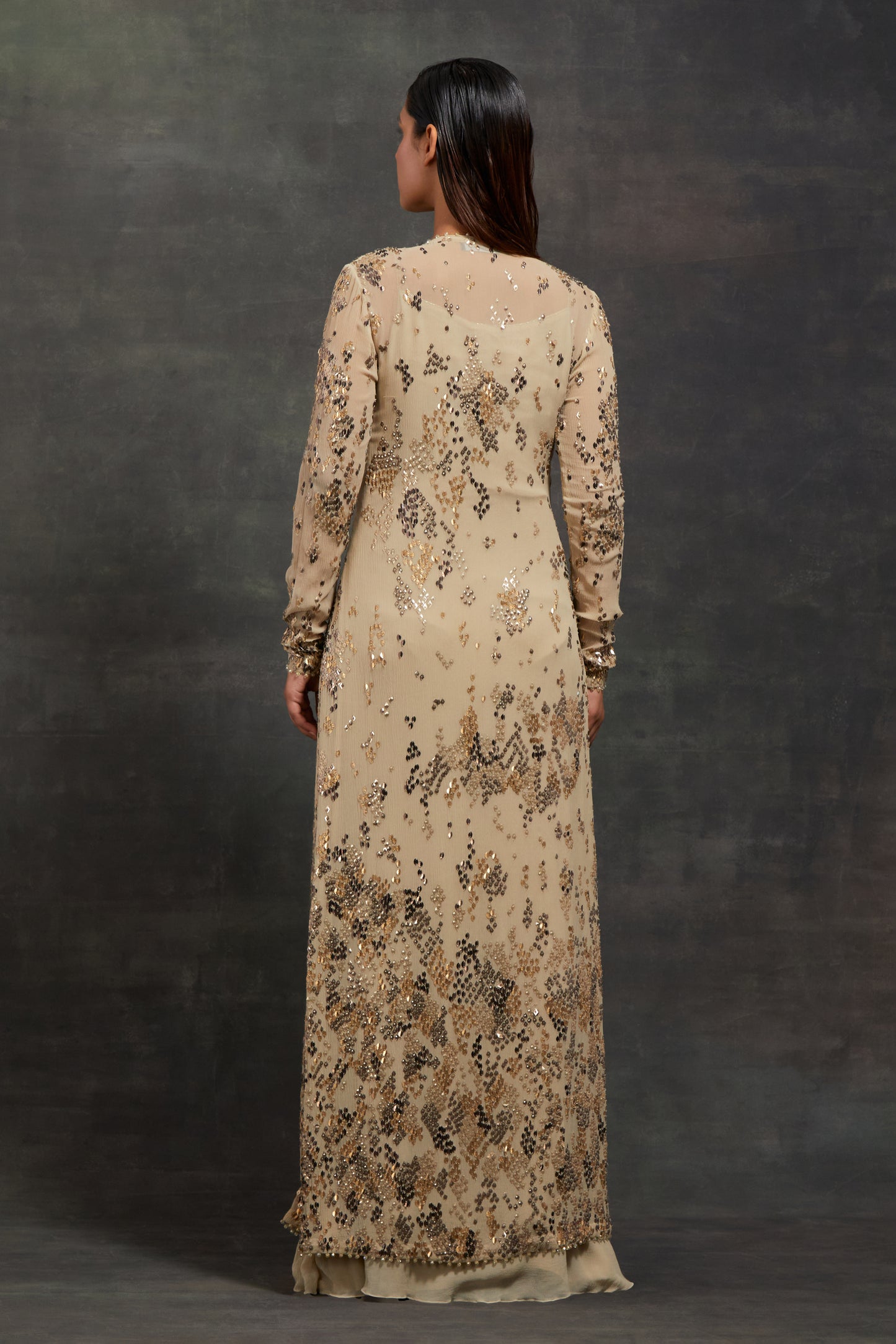 Jacket set in Sequin Textured Snake Pattern