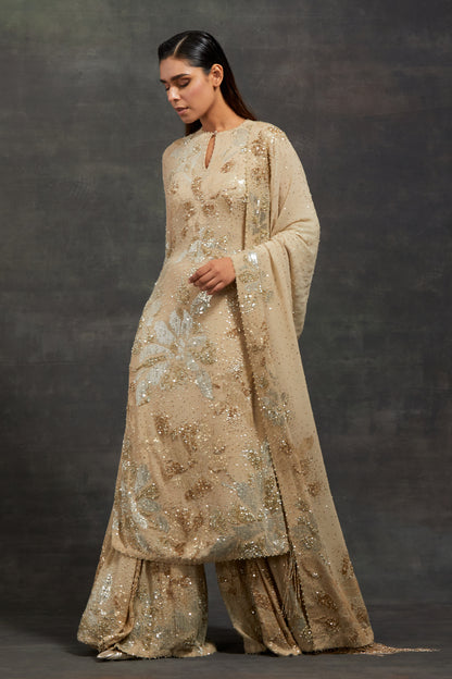 Kurta Set In Floral Sprinkle Sequin Embroidery