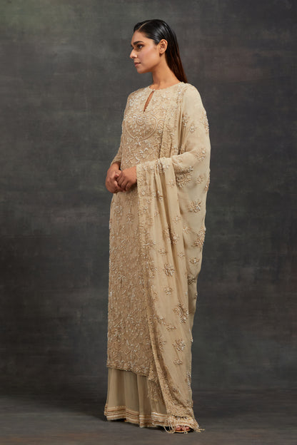 Kurta Set In Pearl,Thread and Sequin Embroidery