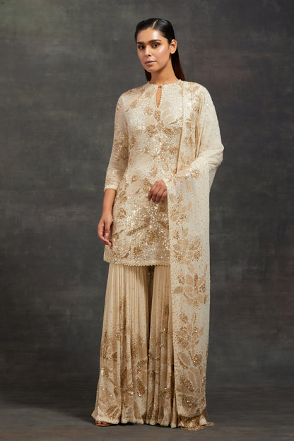 Gharara Set in Floral Sprinkle Sequin Embroidery