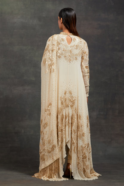 Asymmetric Kurta Set In Floral Sprinkle Sequin Embroidery