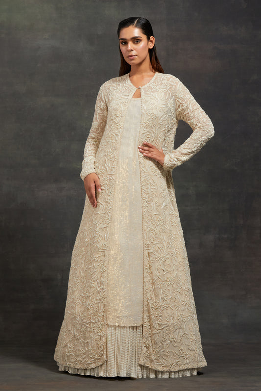 Jacket Set in Pearl, Sequin and Thread Embroidery