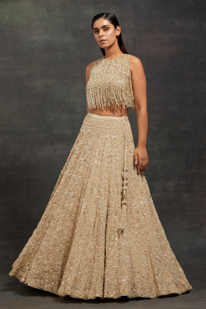Lehenga Set In Pearl, Sequin & Thread Embroidery