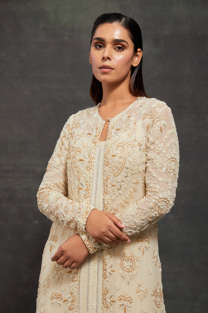 Jacket Set In Pearl, Sequin and Thread Embroidery