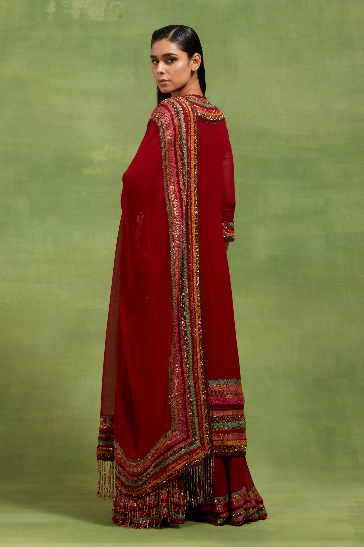 Kurta Set in Thread and Sequin Dhari Embroidery