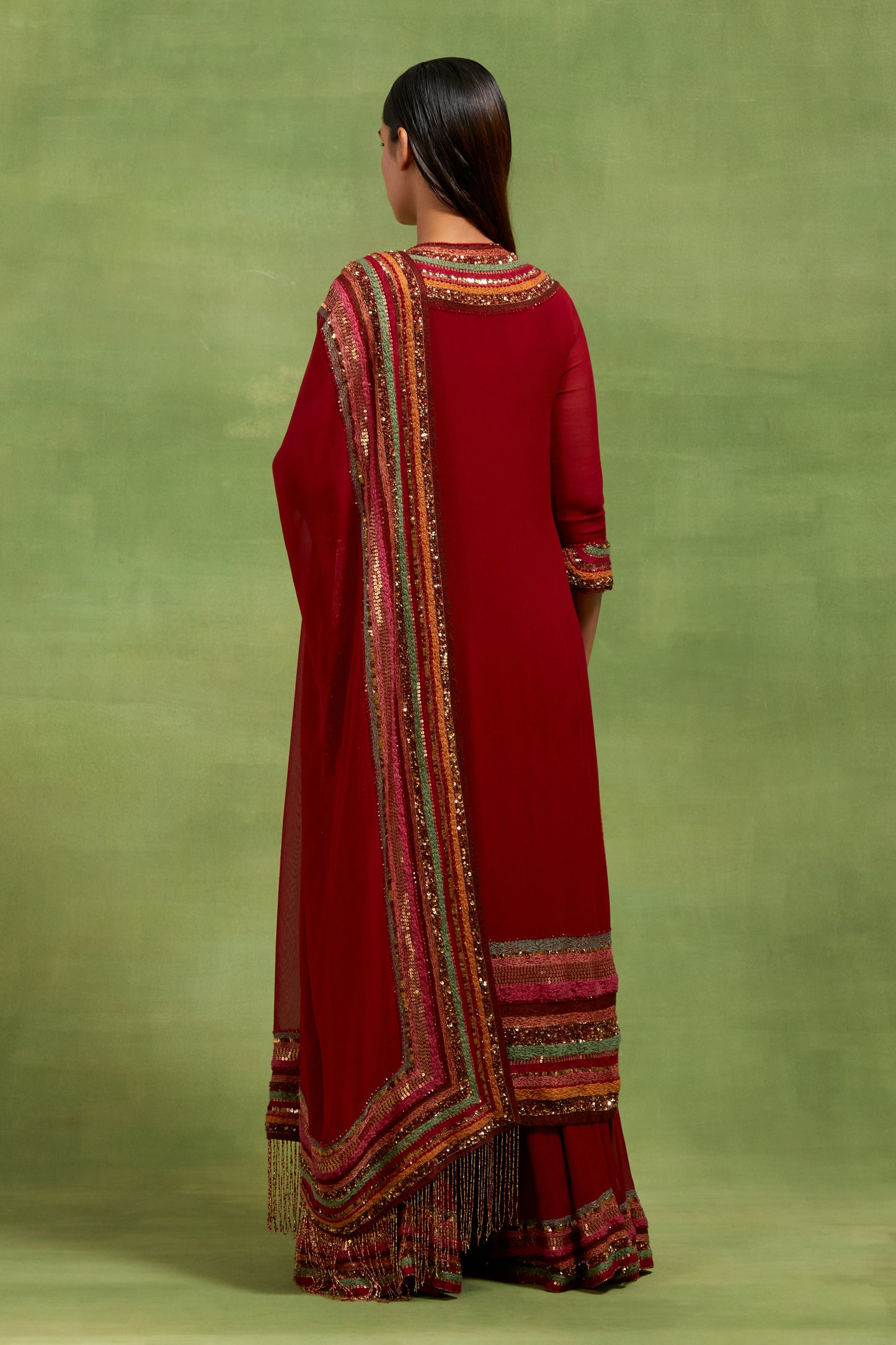 Kurta Set in Thread and Sequin Dhari Embroidery