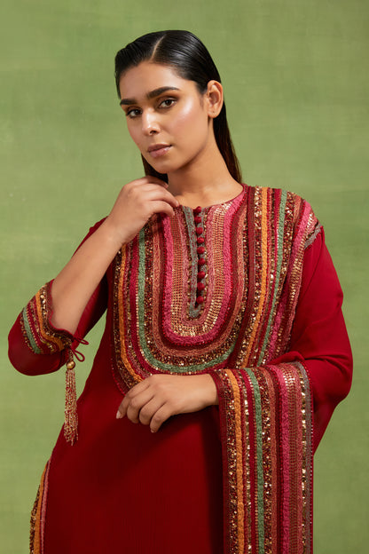 Kurta Set in Thread and Sequin Dhari Embroidery