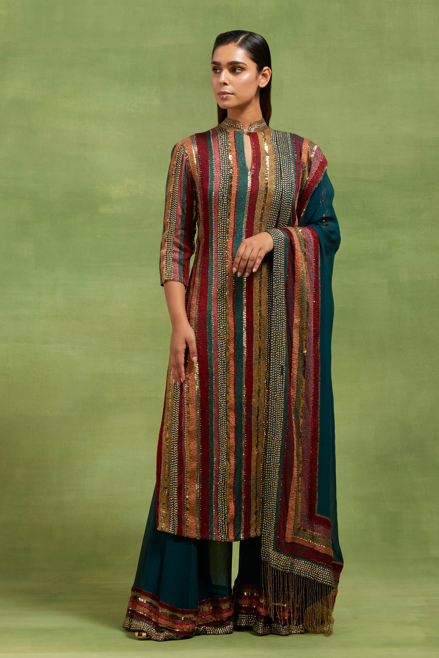 Kurta Set In Dhari Thread and Sequin Embroidery