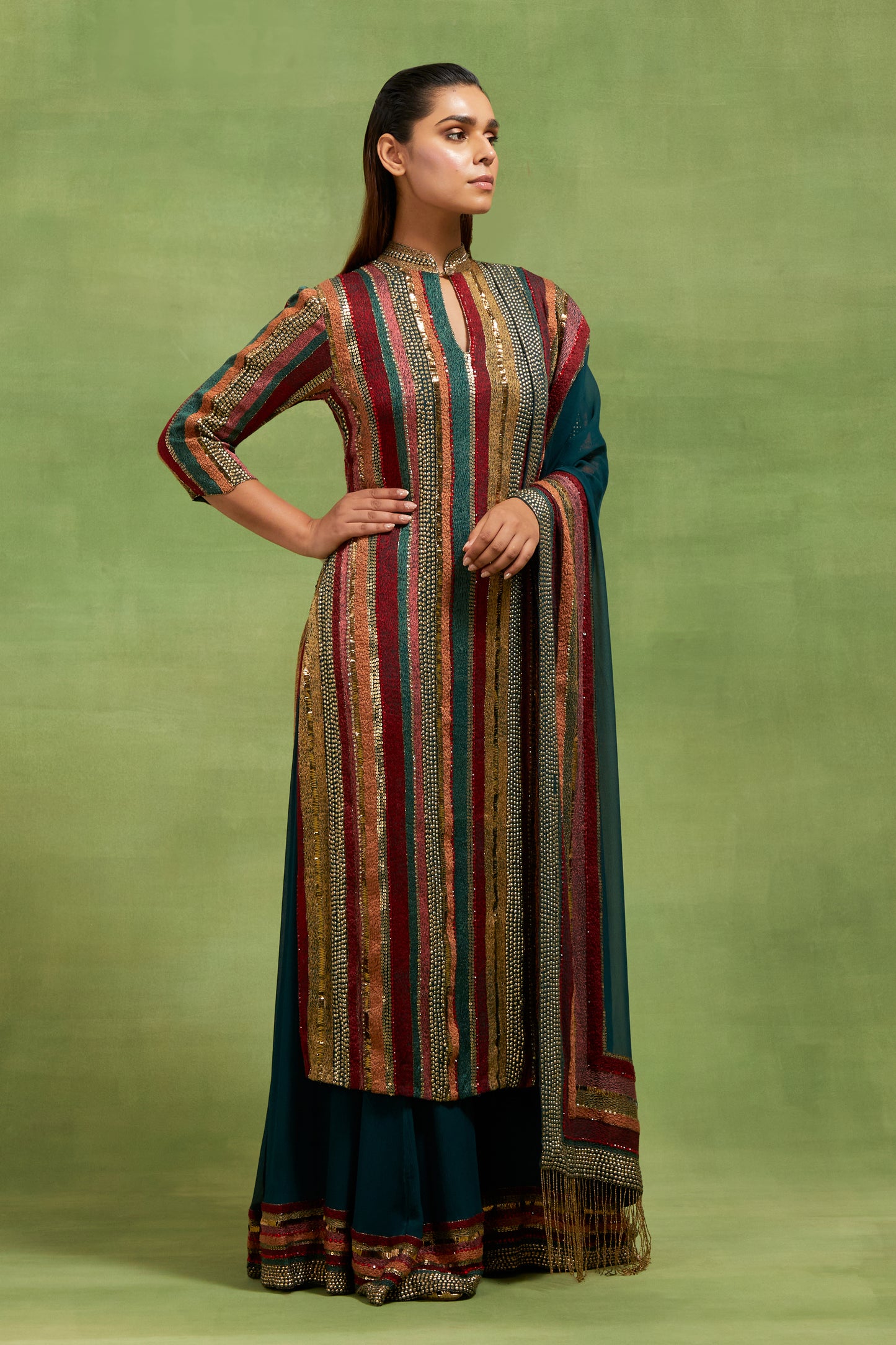 Kurta Set In Dhari Thread and Sequin Embroidery
