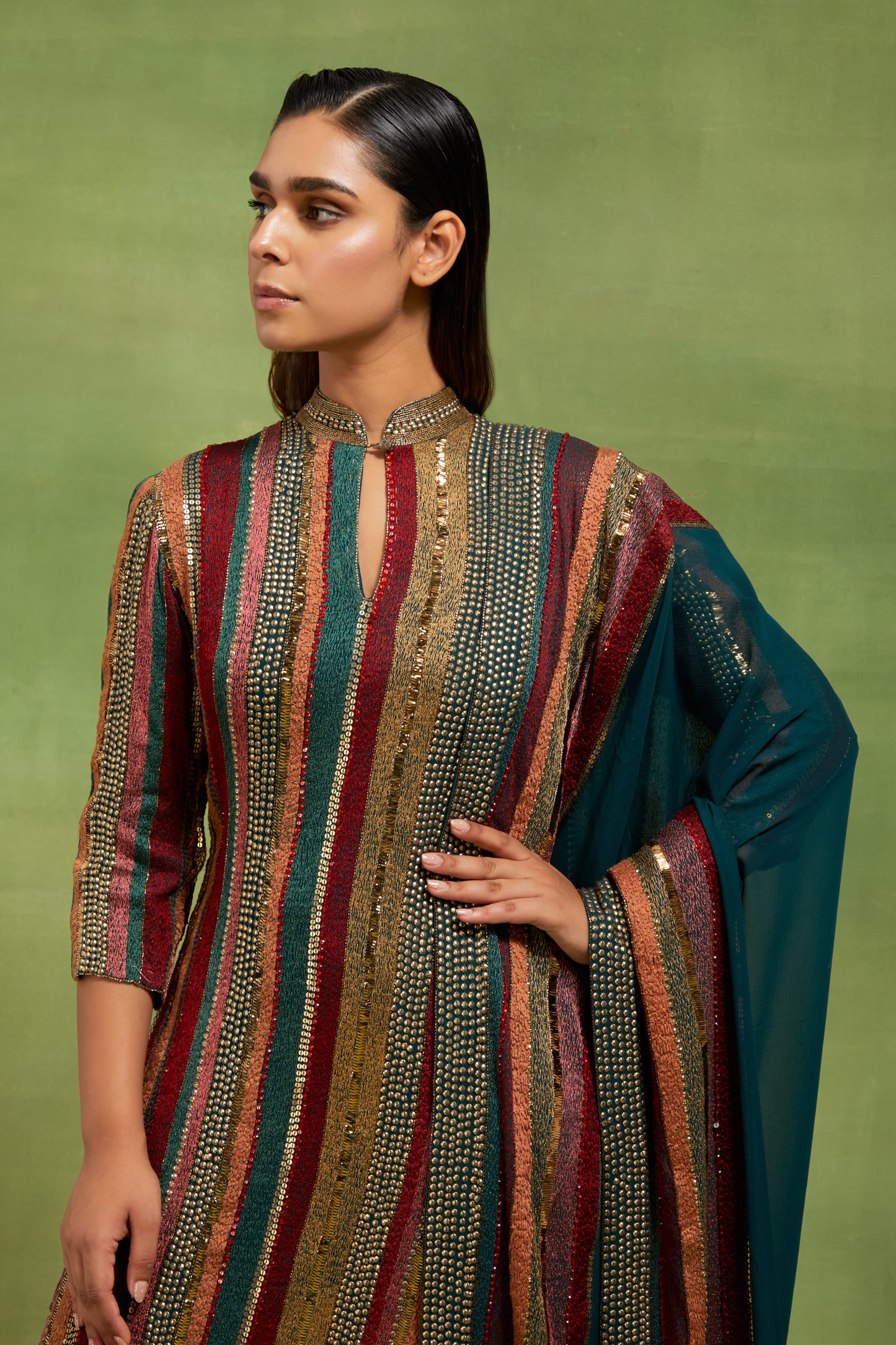 Kurta Set In Dhari Thread and Sequin Embroidery