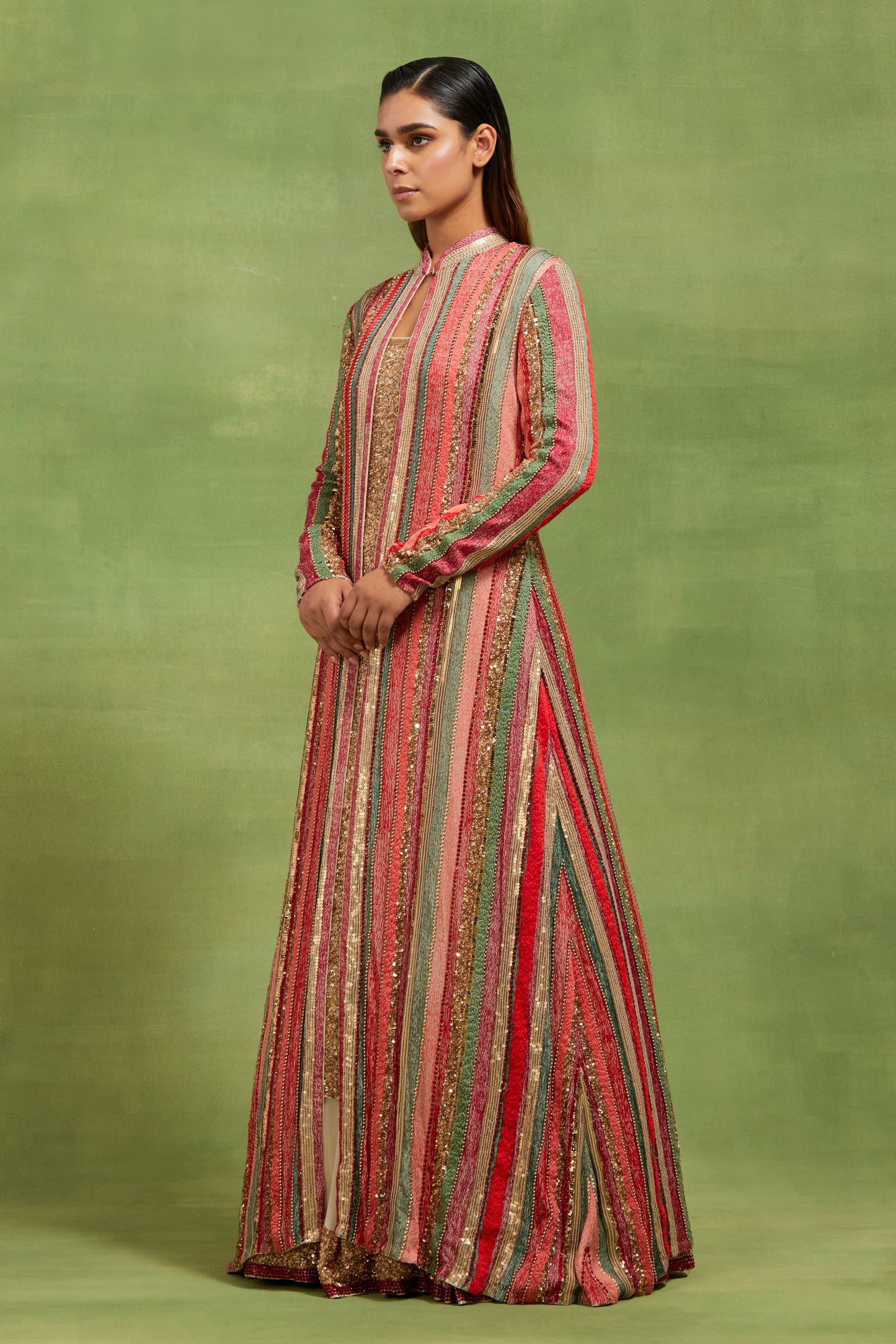 Jacket Set in Dhari Thread and Sequin Embroidery
