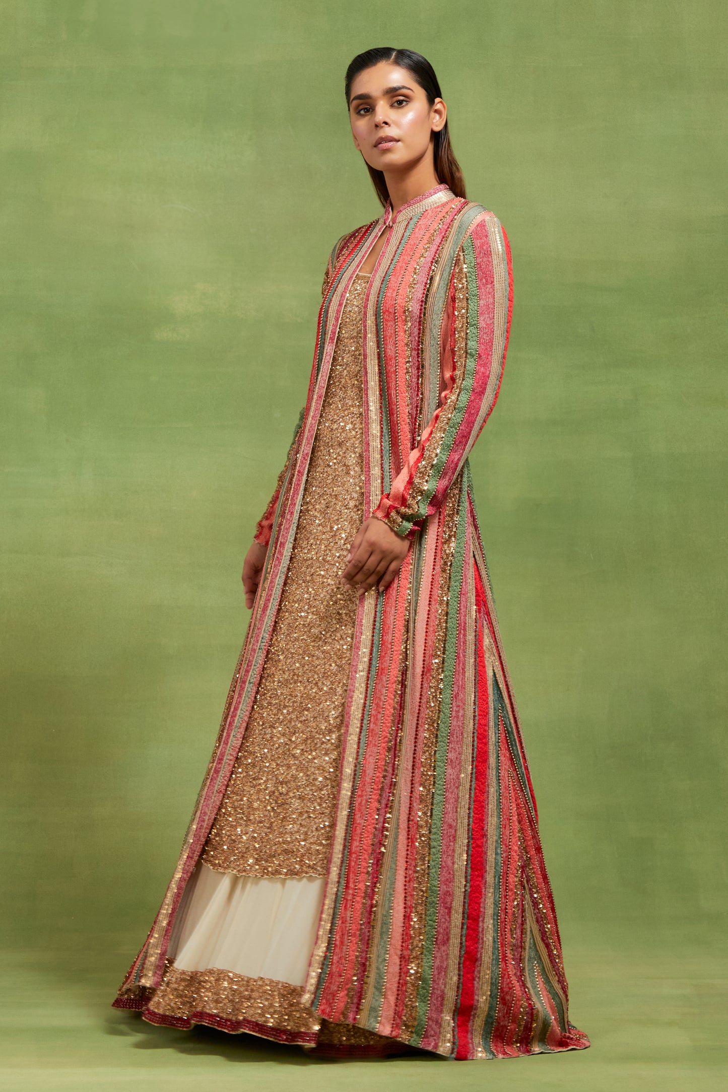 Jacket Set in Dhari Thread and Sequin Embroidery