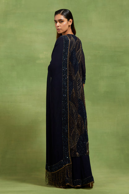 Kurta Set In Cutdana Leaf Embroidery