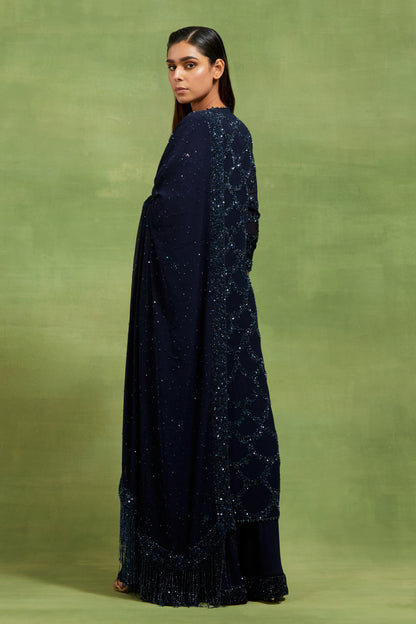 Kurta Set in Fish Scale Design in Tonal Sequin Embroidery