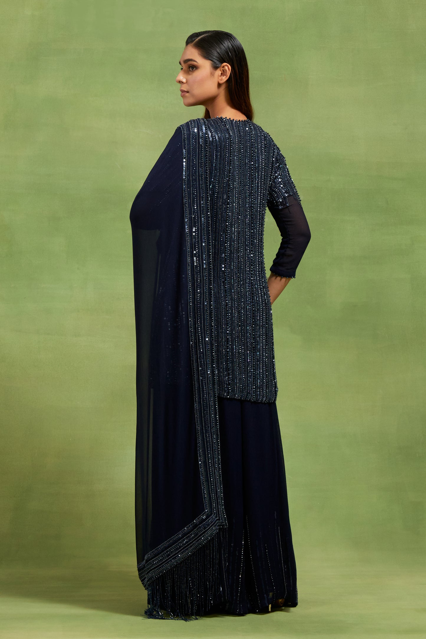 Sharara Set in Mix Tonal Sequin Lines