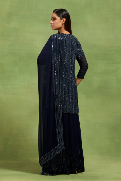 Sharara Set in Mix Tonal Sequin Lines