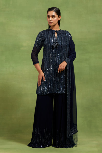 Sharara Set in Mix Tonal Sequin Lines