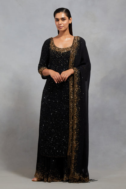 Kurta Set in Tonal & Gold Sprinkle Sequin Embroidery