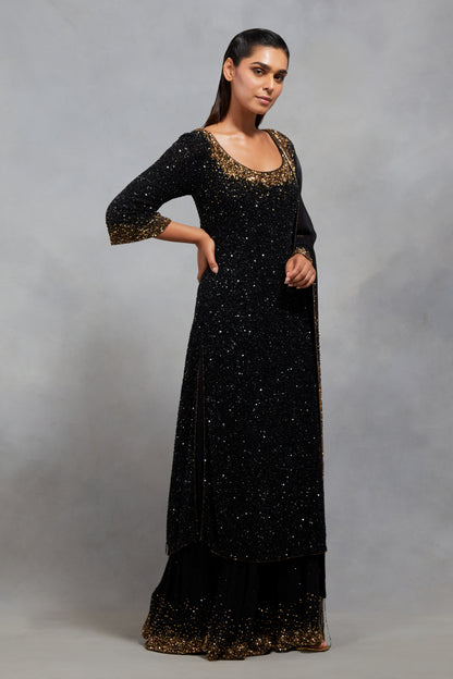 Kurta Set in Tonal & Gold Sprinkle Sequin Embroidery