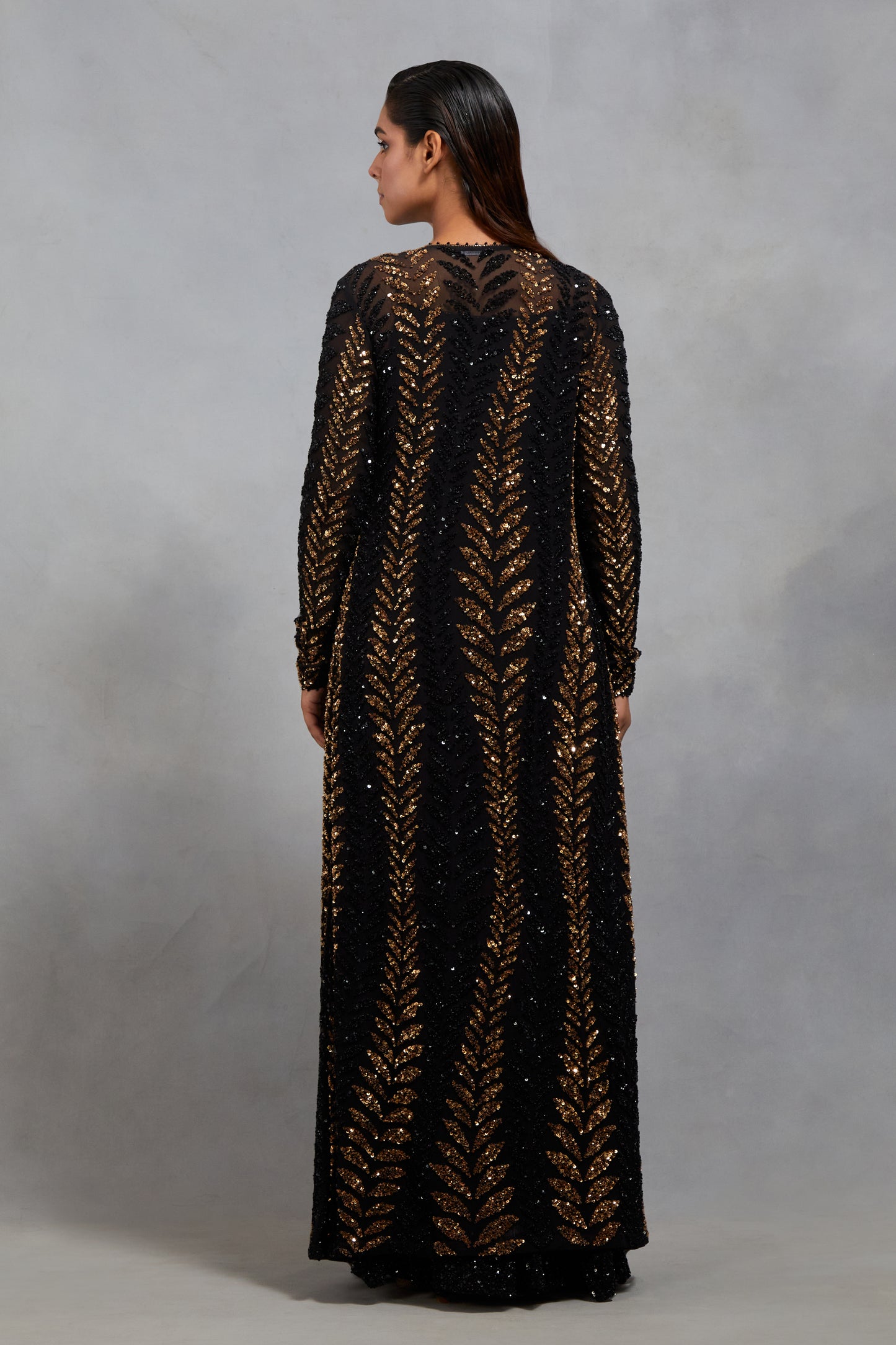 Jacket Set in Leaf Sequin Embroidery