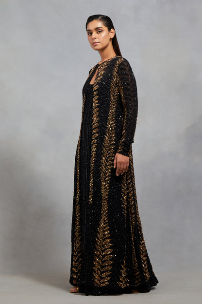 Jacket Set in Leaf Sequin Embroidery