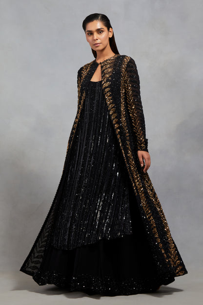 Jacket Set in Leaf Sequin Embroidery