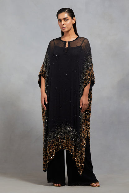 Kaftan Set in Sprinkle Sequin Embroidery in a Leopard Design Pattern