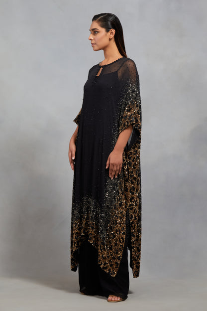 Kaftan Set in Sprinkle Sequin Embroidery in a Leopard Design Pattern