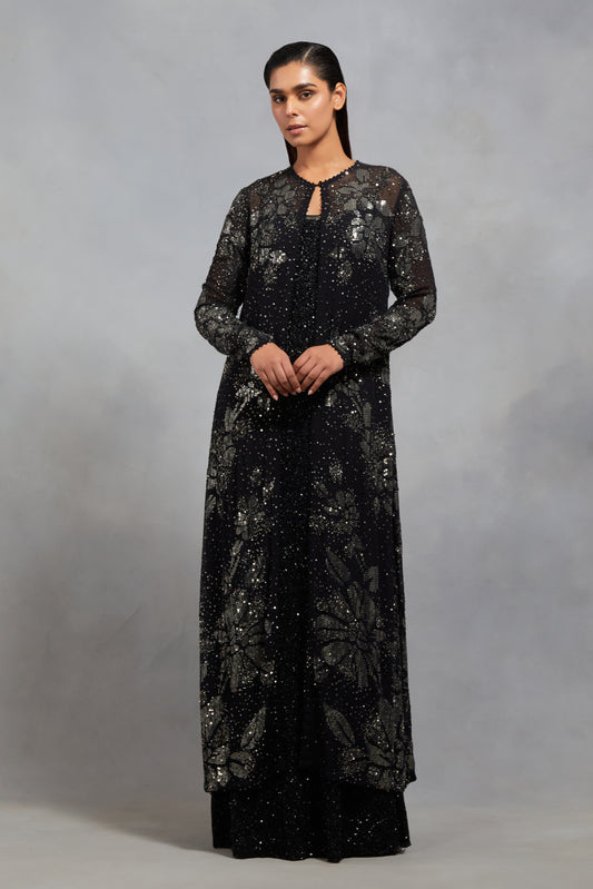 Jacket Set in Floral Sprinkle Sequin Embroidery