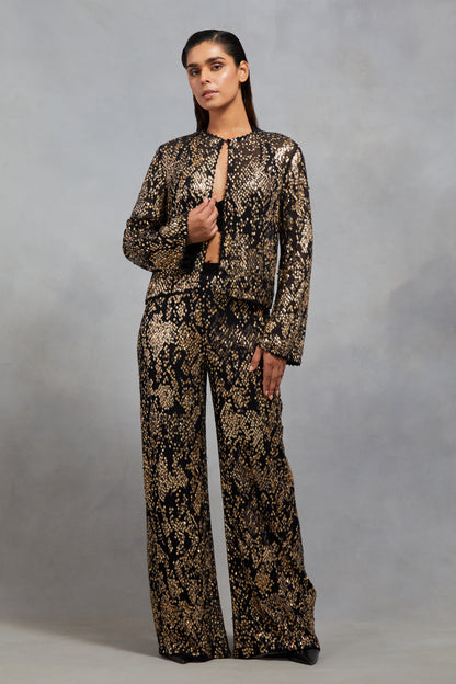 Jacket set in Sequin Textured Snake Pattern