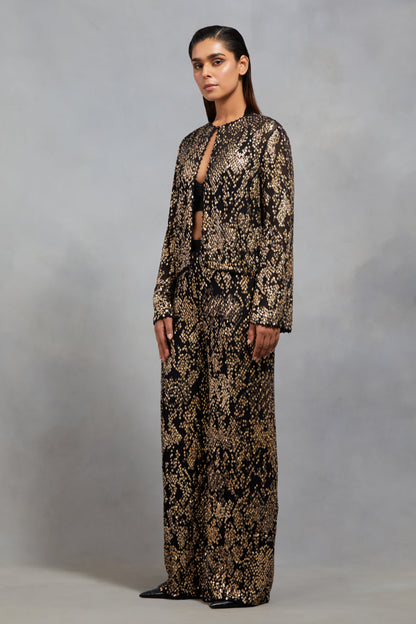 Jacket set in Sequin Textured Snake Pattern