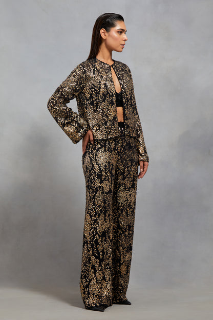 Jacket set in Sequin Textured Snake Pattern
