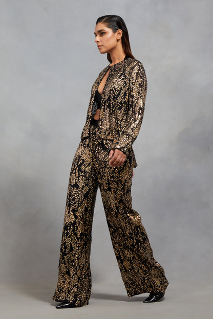 Jacket set in Sequin Textured Snake Pattern