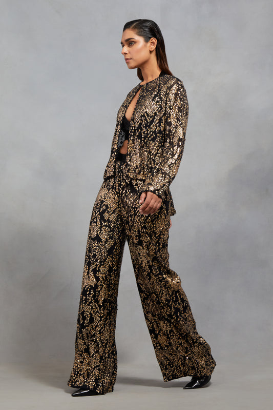 Jacket set in Sequin Textured Snake Pattern