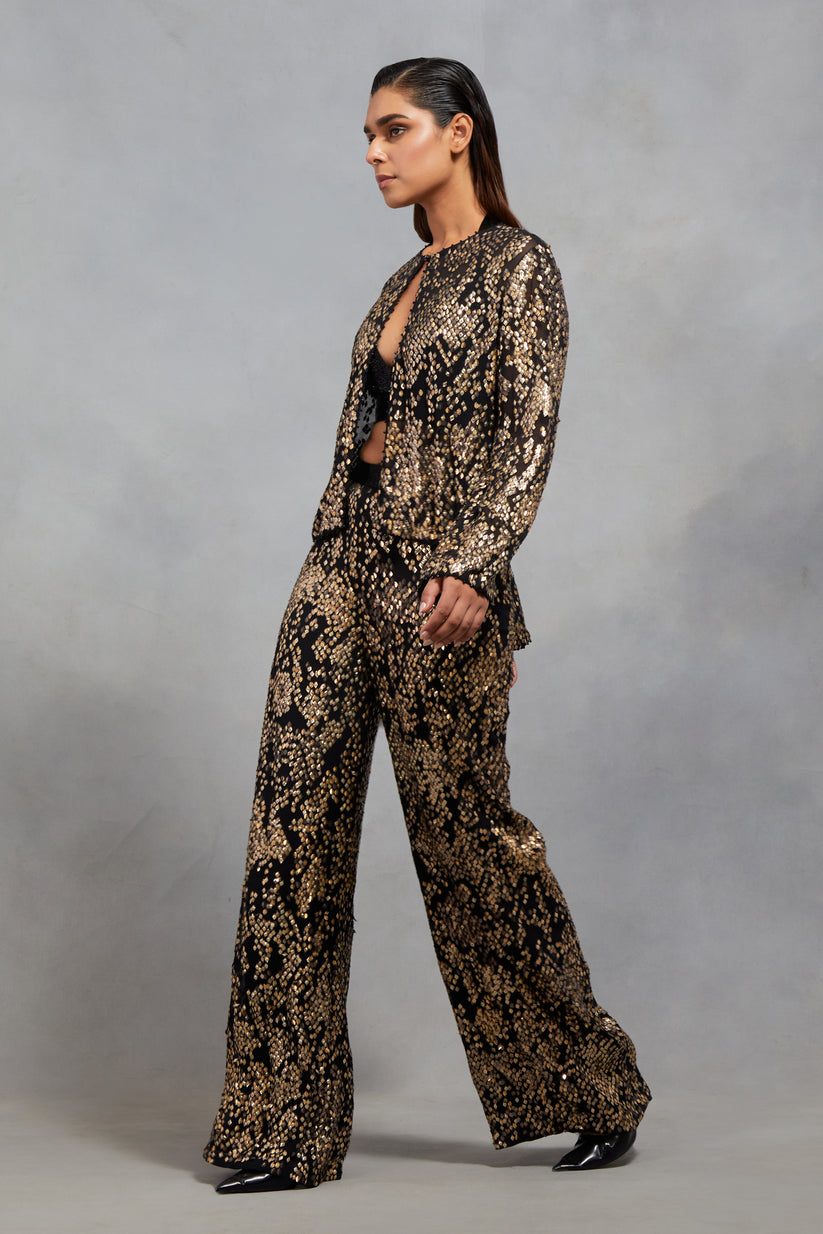 Jacket set in Sequin Textured Snake Pattern – Nakul Sen