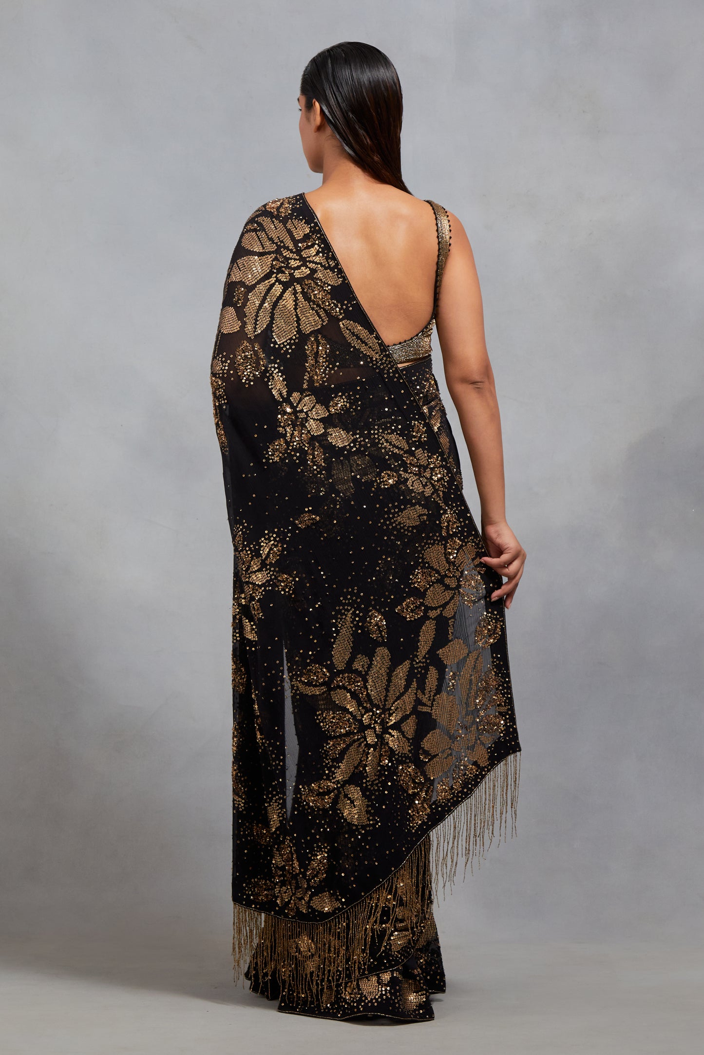 Sari Set in Sequin Floral Sprinkle Design