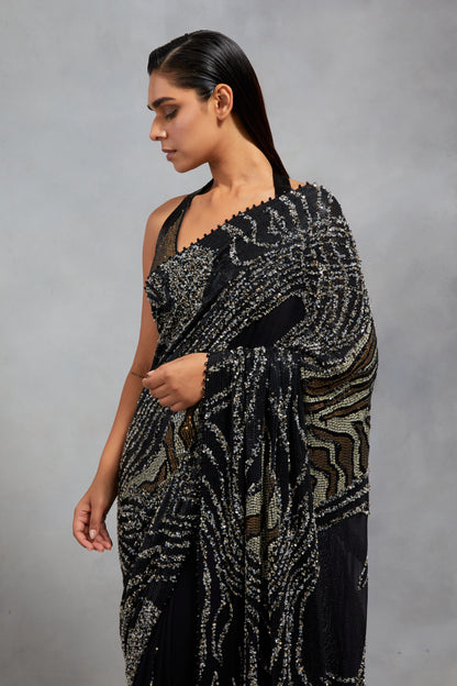 Sari Set In Sequin Embroidery in Mix Animal Design pattern
