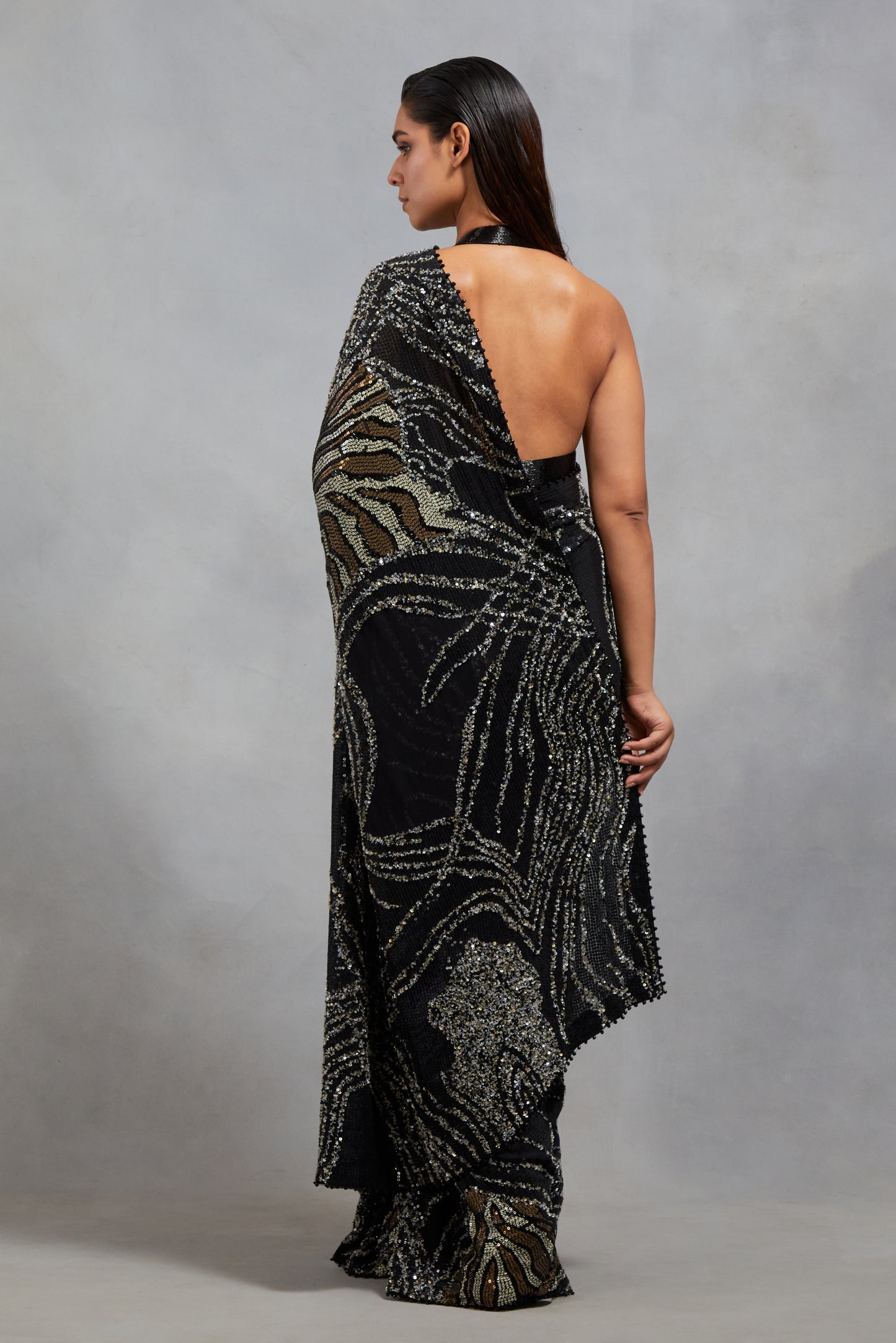 Sari Set In Sequin Embroidery in Mix Animal Design pattern