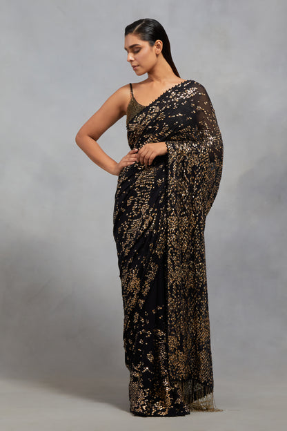 Sari Set in Snake Pattern Sequin Embellishment