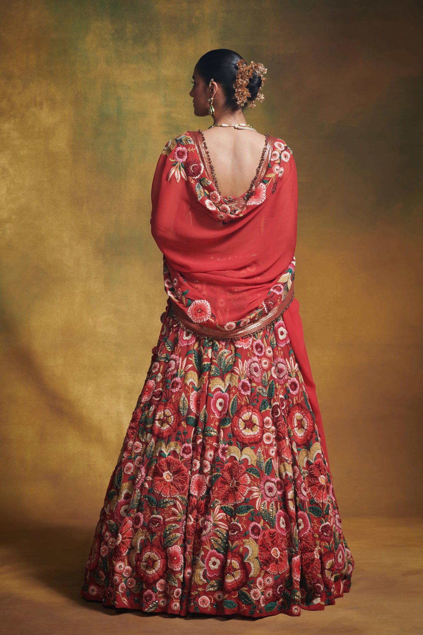 Lehenga Blouse Dupatta in Anchor Garden Embroidery