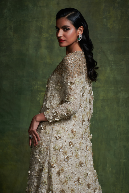 Jacket Set in 3D floral Embroidery
