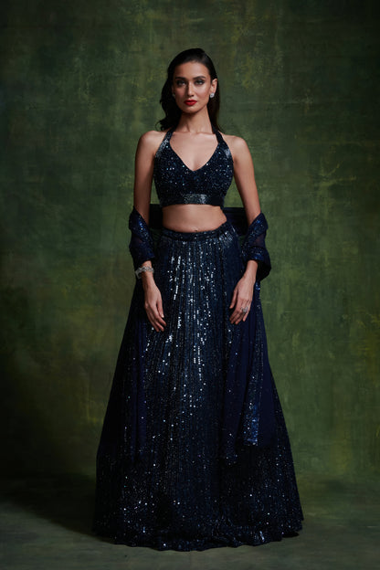 Lehenga, Blouse Dupatta in our Classic Line Sequin Embroidery