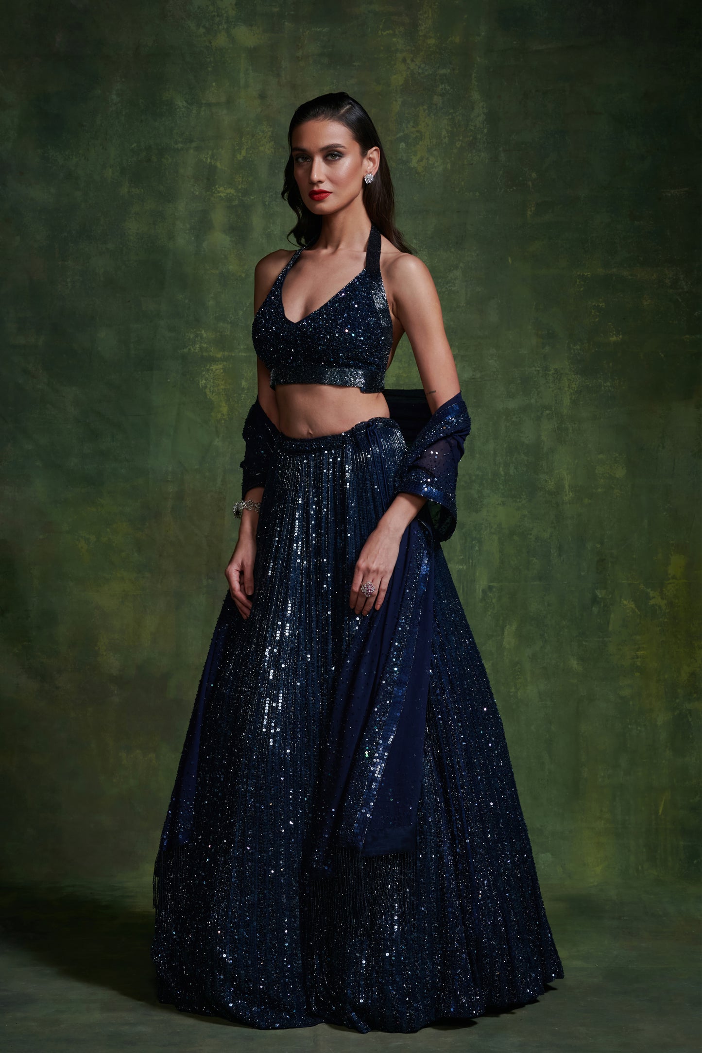 Lehenga, Blouse Dupatta in our Classic Line Sequin Embroidery