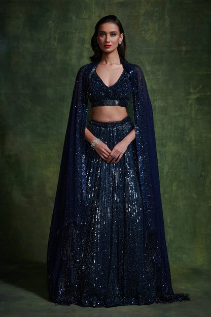 Lehenga, Blouse Dupatta in our Classic Line Sequin Embroidery